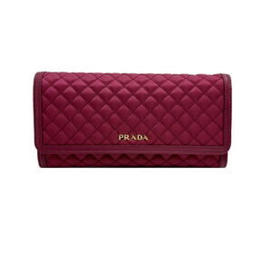 Prada Wallet Internal Zippered Long Quilted Leather Nylon